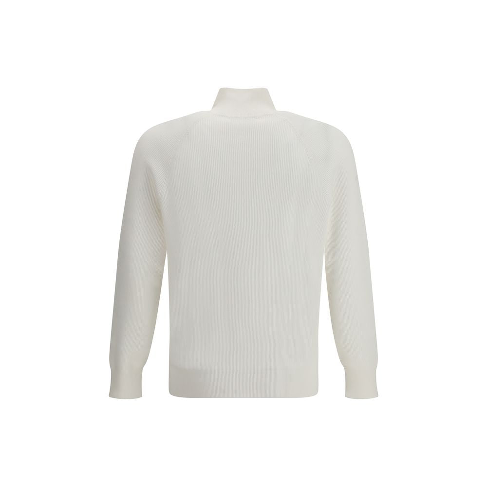 Indulge in the Brunello Cucinelli White Cotton Sweatshirt, a masterpiece of luxurious craftsmanship, blending sophistication and comfort for the discerning individual.