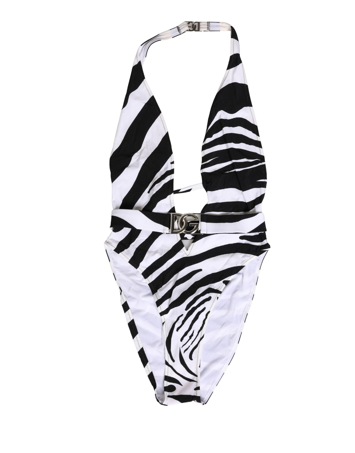 Dolce & Gabbana Zebra Deep V-Neck One Piece Swimwear