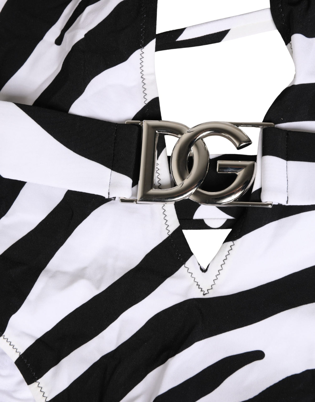 Dolce & Gabbana Zebra Deep V-Neck One Piece Swimwear Couture