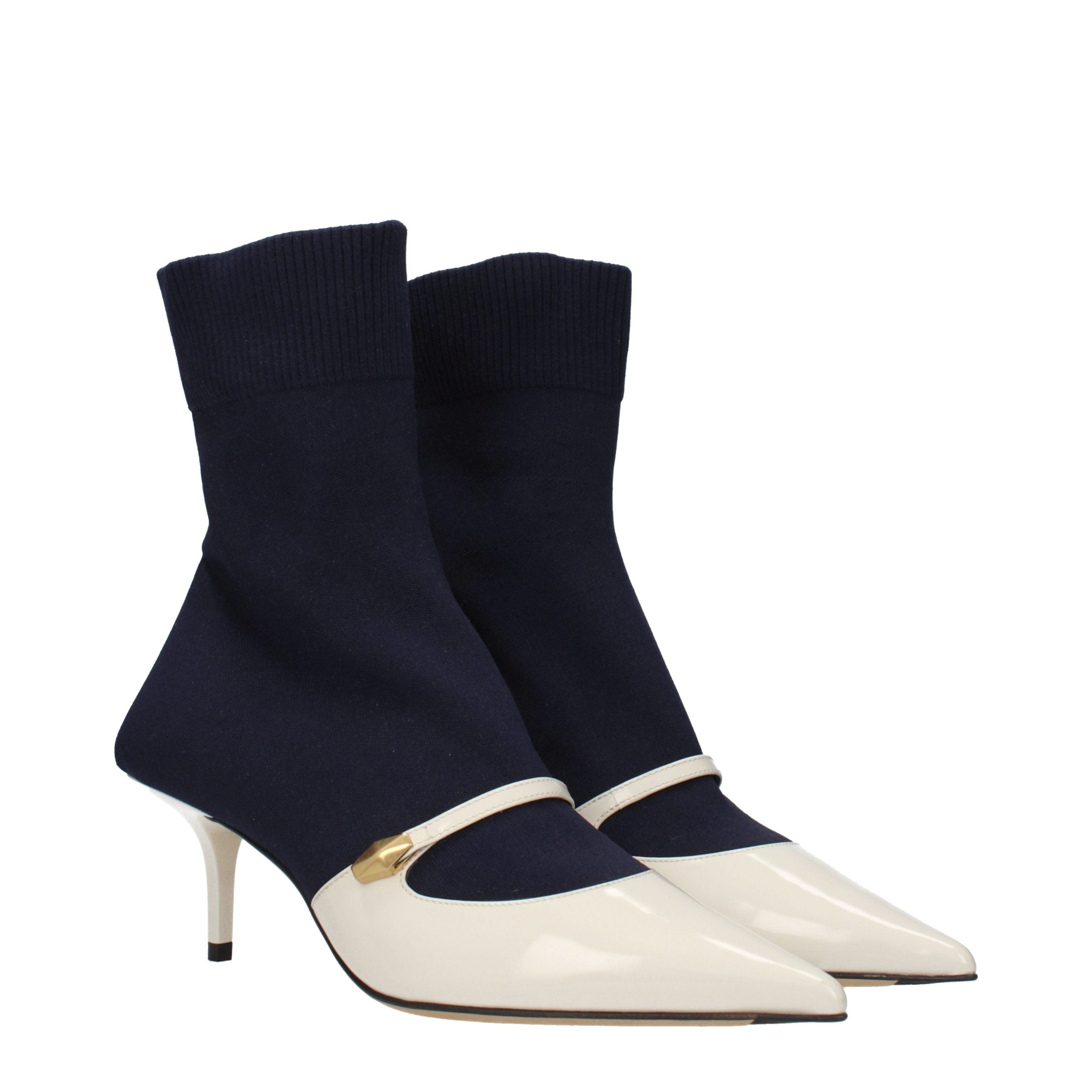 Step into a realm of refined elegance with Jimmy Choo Blue Fabric Ankle Boots, where exquisite craftsmanship meets modern allure, perfect for any discerning wardrobe.