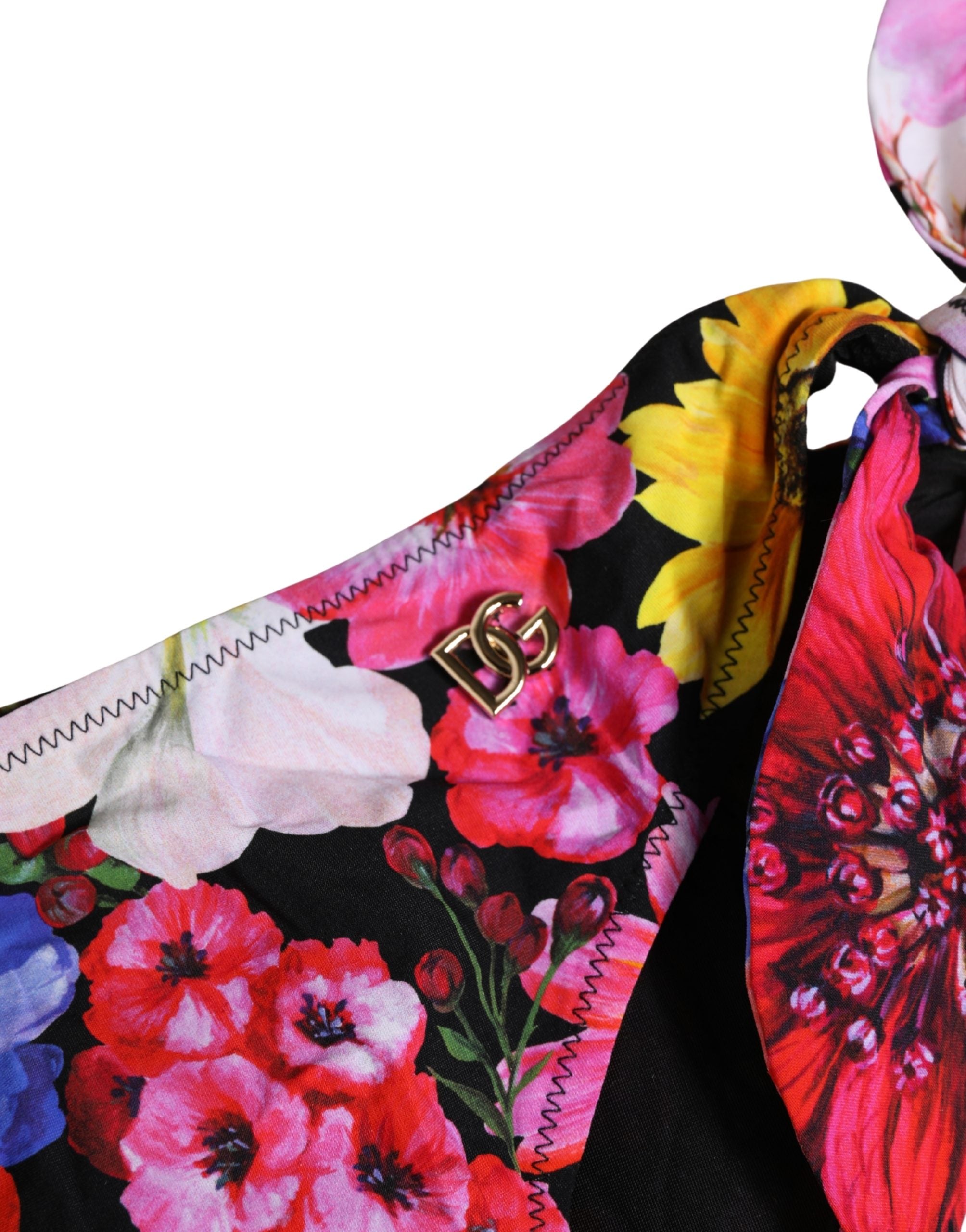 Dolce & Gabbana Black Floral Print Bikini Bottom Luxury Swimwear