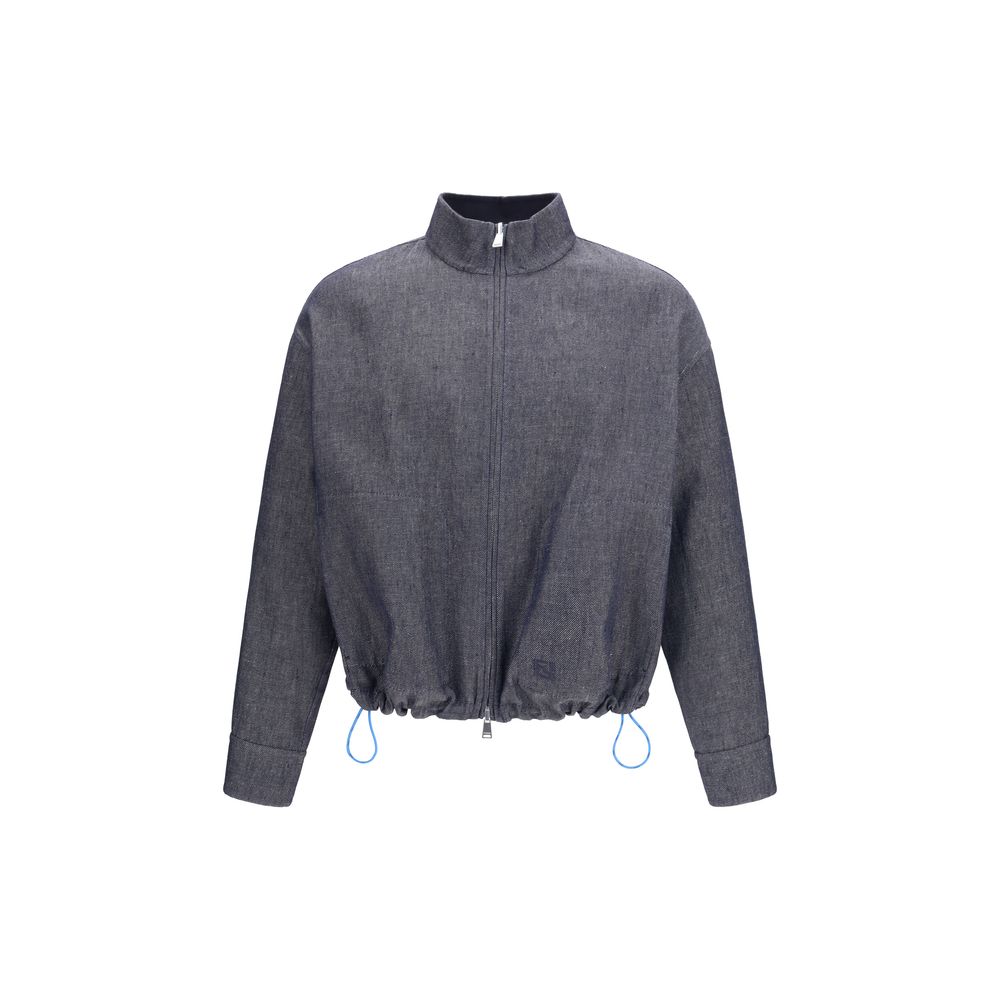 Elevate your style with the Fendi Blue Linen Denim Jacket, a luxurious blend of linen, cotton, and silk, perfect for sophisticated versatility in every season.