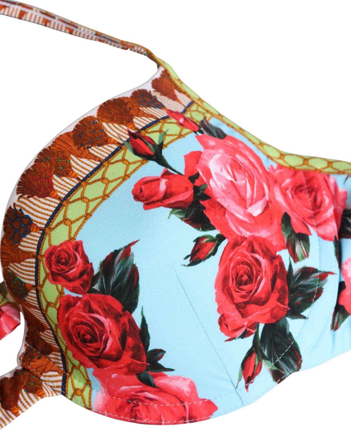 Dolce & Gabbana Floral Print Halter Bikini Top Couture Luxury