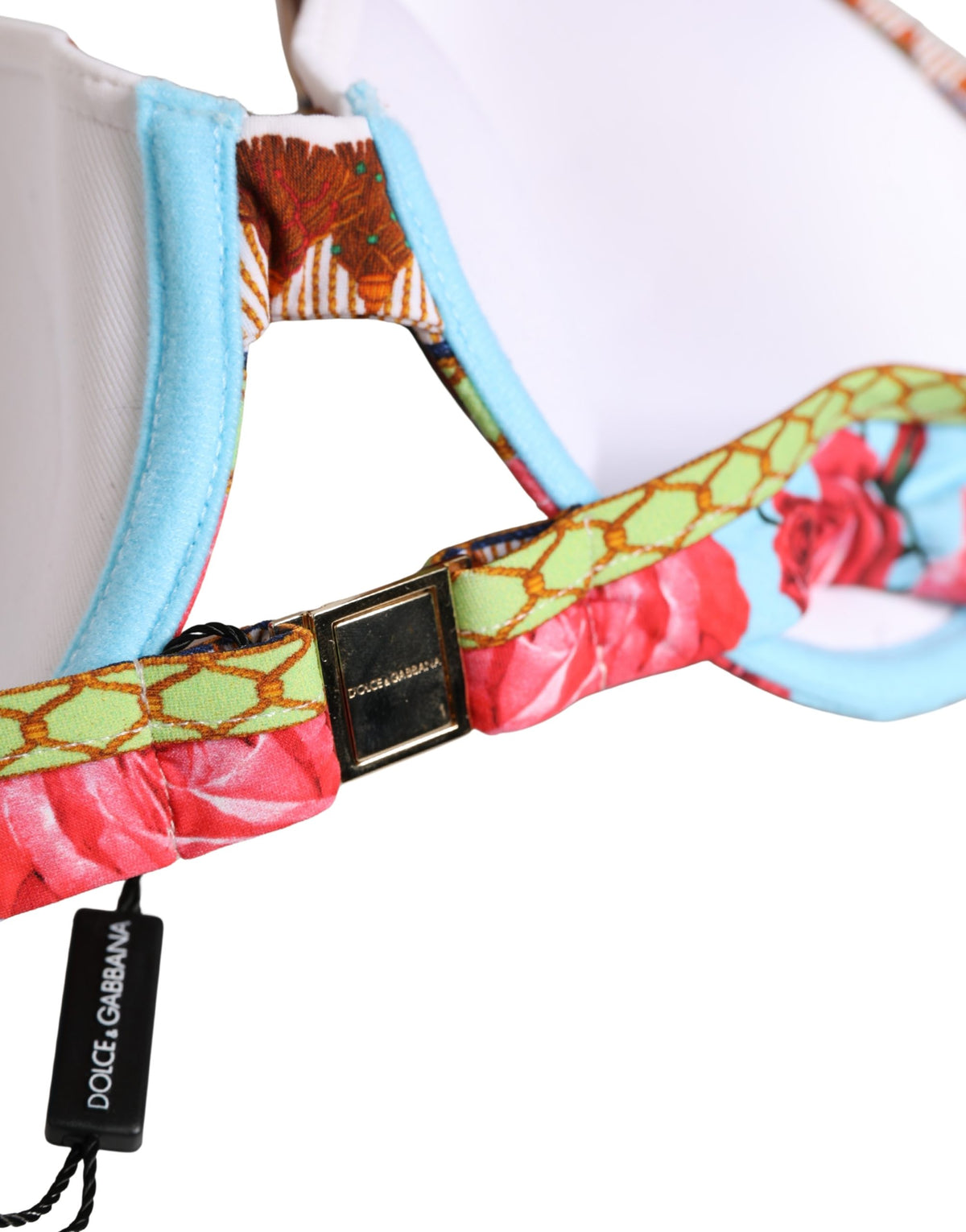 Dolce & Gabbana Multicolor Floral Print Halter Bikini Top Couture