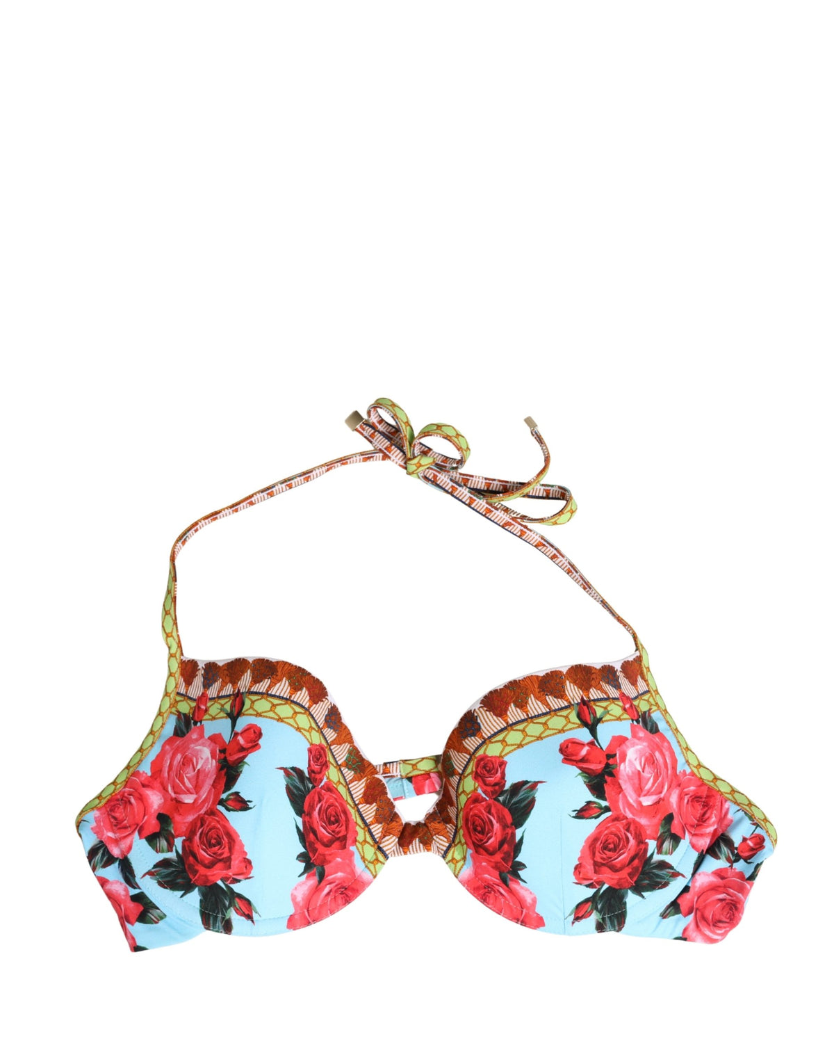Dolce & Gabbana Multicolor Floral Print Halter Bikini Top Couture