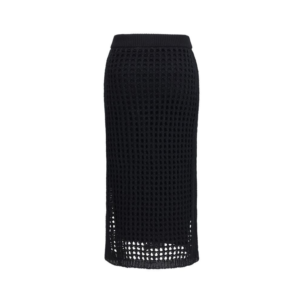 Max Mara Pure Black Cotton Long Skirt