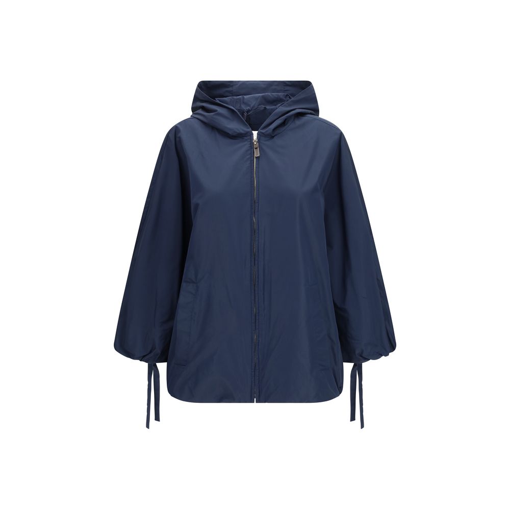 S Max Mara Blue Polyester Trench Coat - Timeless Luxury Elegance