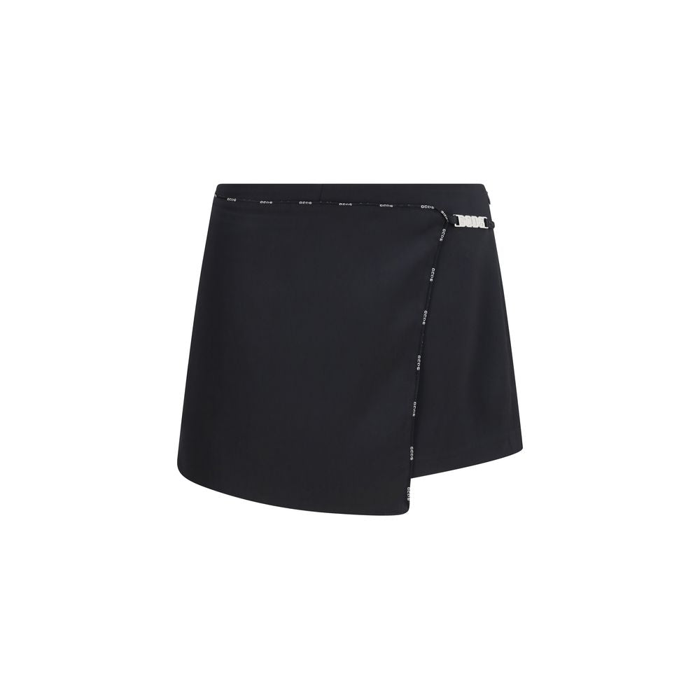 GCDS Black Polyester Mini Shorts - Designer Couture Elegance