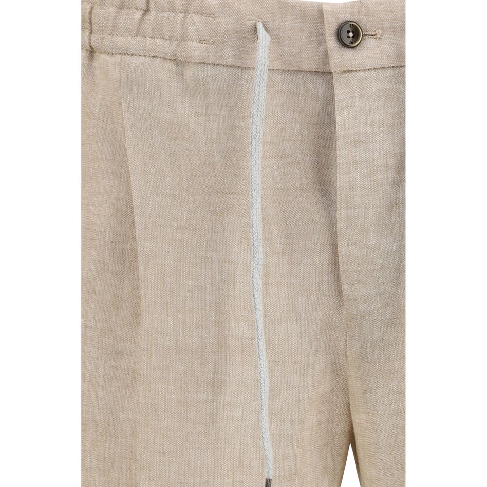PT Torino Beige Linen Casual Pants - Timeless Luxury Attire