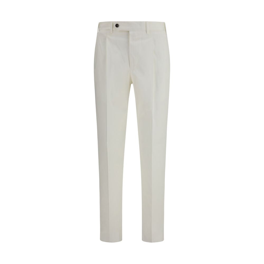 Discover the PT Torino White Cotton Casual Pants, a sublime blend of cotton and silk, tailored for elegance and bespoke refinement in every moment.