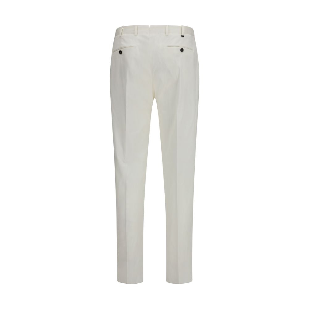 Elevate your wardrobe with PT Torino White Cotton Casual Pants, crafted from a luxurious cotton-silk blend, embodying sophistication and bespoke elegance for the modern connoisseur.