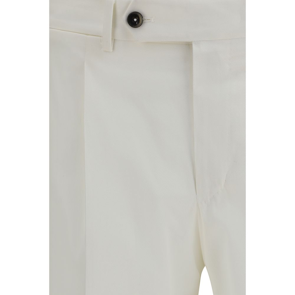 Discover the PT Torino White Cotton Casual Pants, a sublime blend of cotton and silk, tailored for elegance and sophistication in every moment.