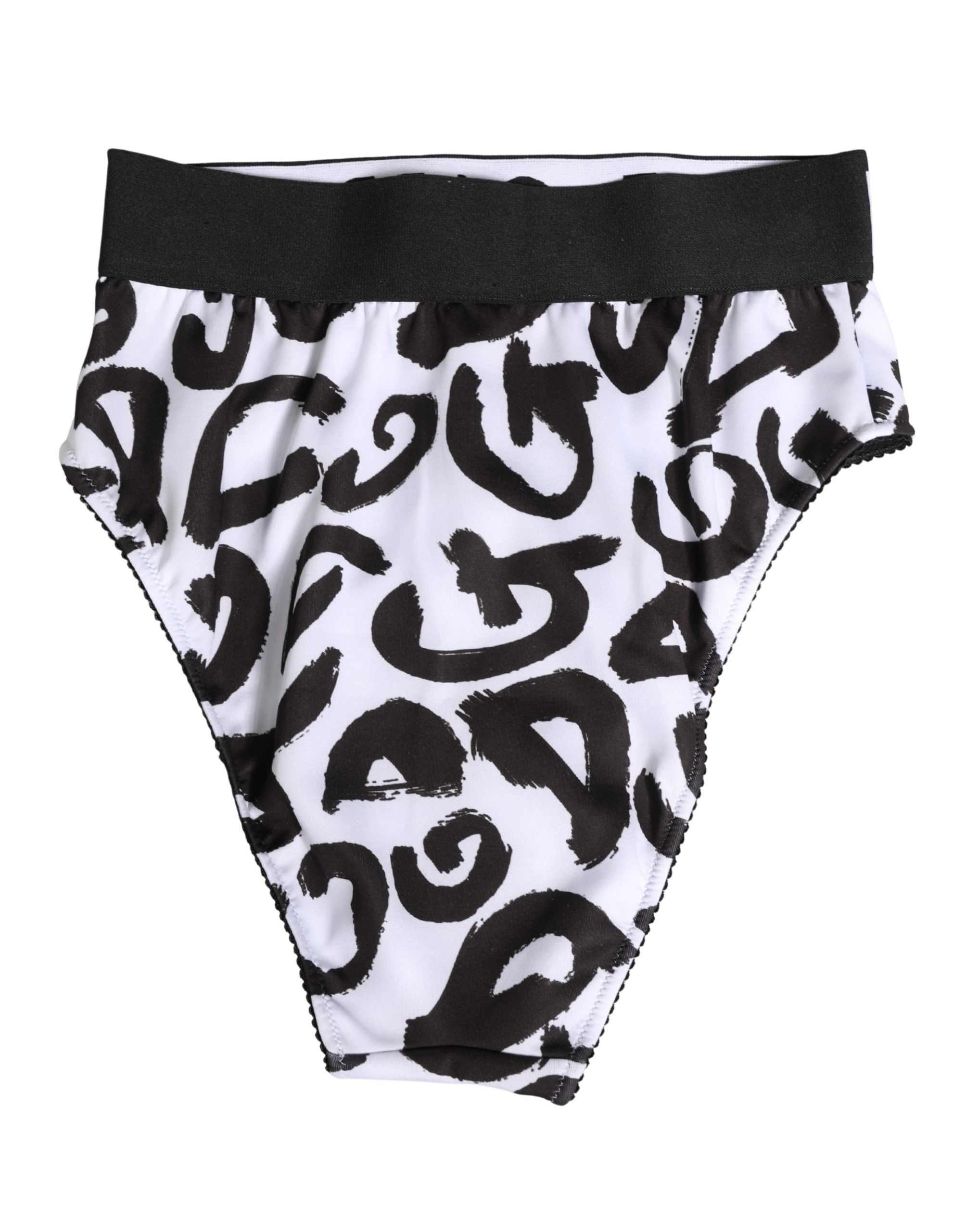 Experience the exquisite Dolce & Gabbana Black White Graphic Logo High Brief Underwear, crafted in Italy from premium materials for unparalleled elegance and comfort.