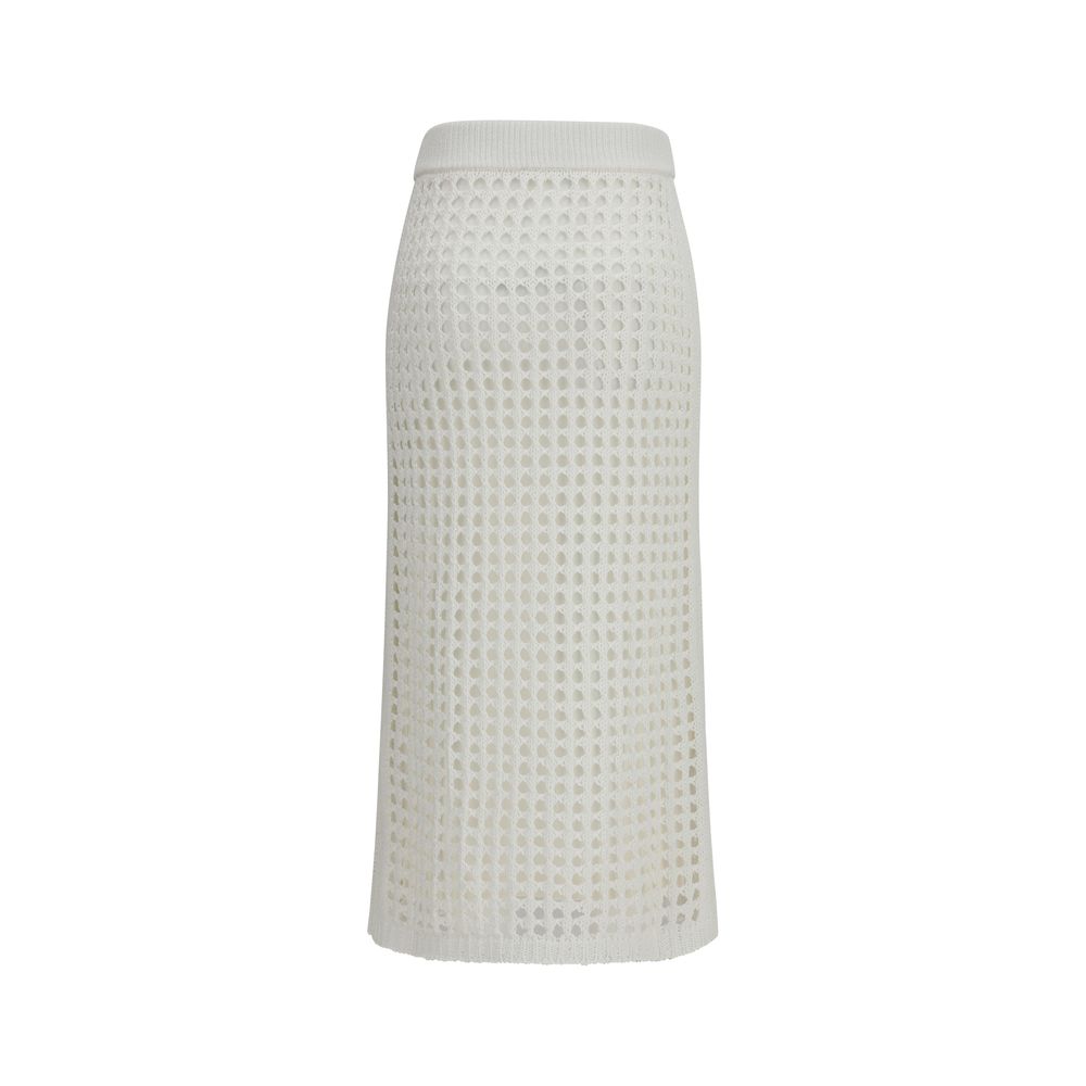 Max Mara Pure White Cotton Midi Skirt – Timeless Luxury Elegance