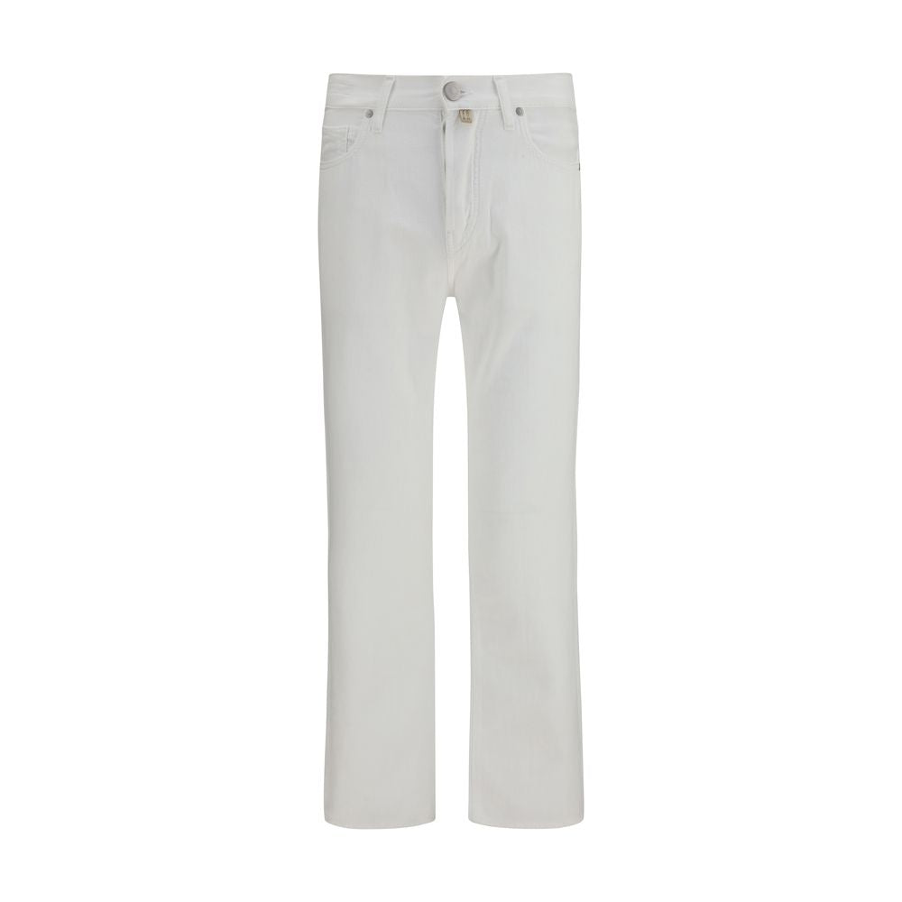 Jacob Cohen White Cotton Straight-Leg Jeans - Timeless Luxury