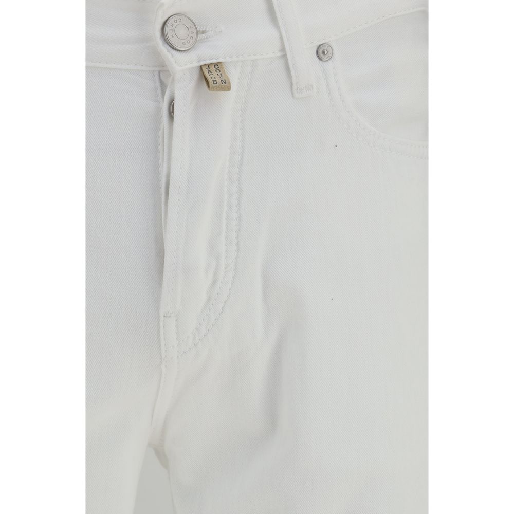 Jacob Cohen White Cotton Straight-Leg Jeans – Luxury Tailored Elegance