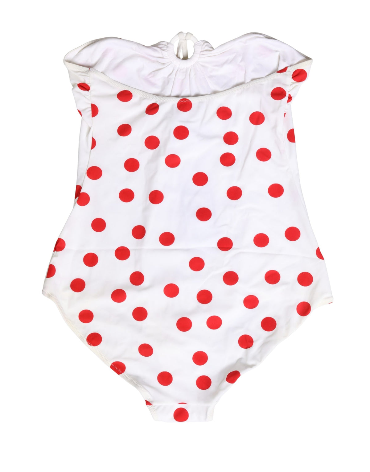 Dolce & Gabbana White Polka Dot One-Piece Swimsuit Couture