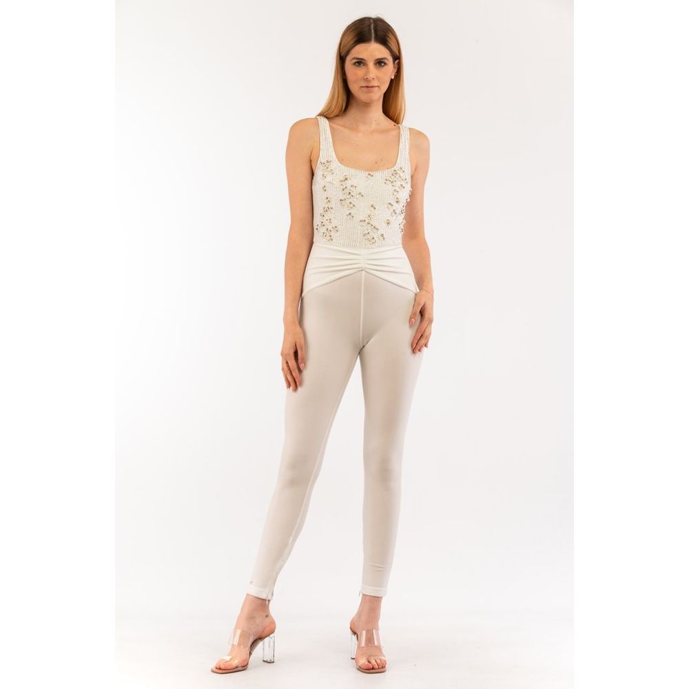 Elisabetta Franchi Beige Jumpsuit - Luxury Couture Elegance