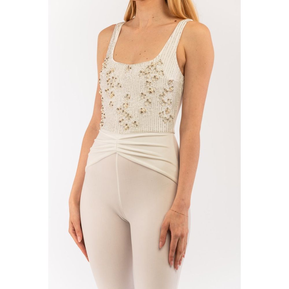 Elisabetta Franchi Beige Jumpsuit - Luxury Couture Elegance