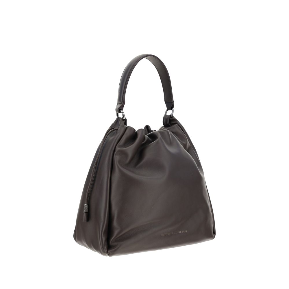 Discover the Brunello Cucinelli Brown Calf Leather Bos Taurus Shoulder Bag, a masterpiece of exquisite craftsmanship and timeless elegance, perfect for the discerning individual.