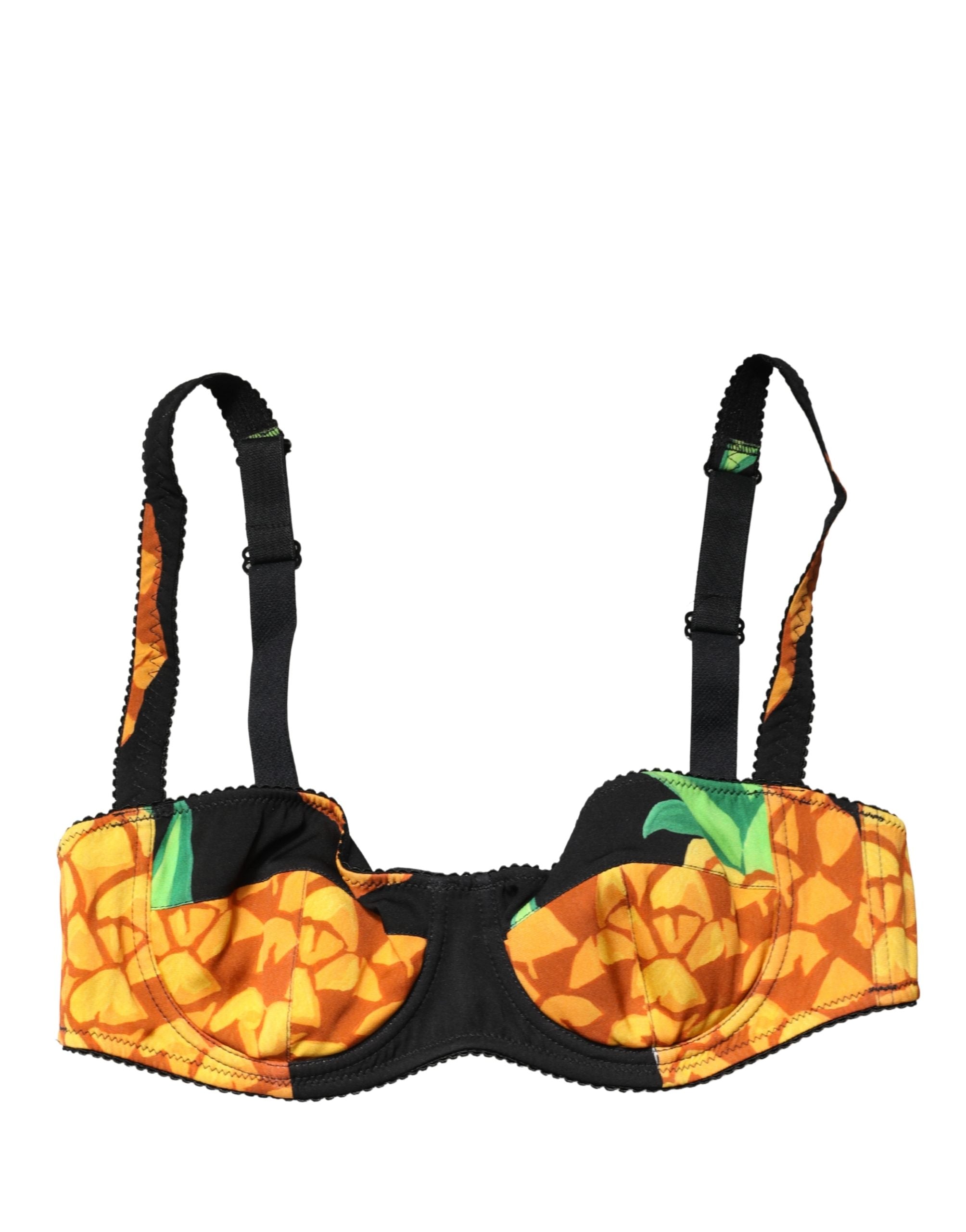Dolce & Gabbana Black Pineapple Silk Balconette Bra - Couture
