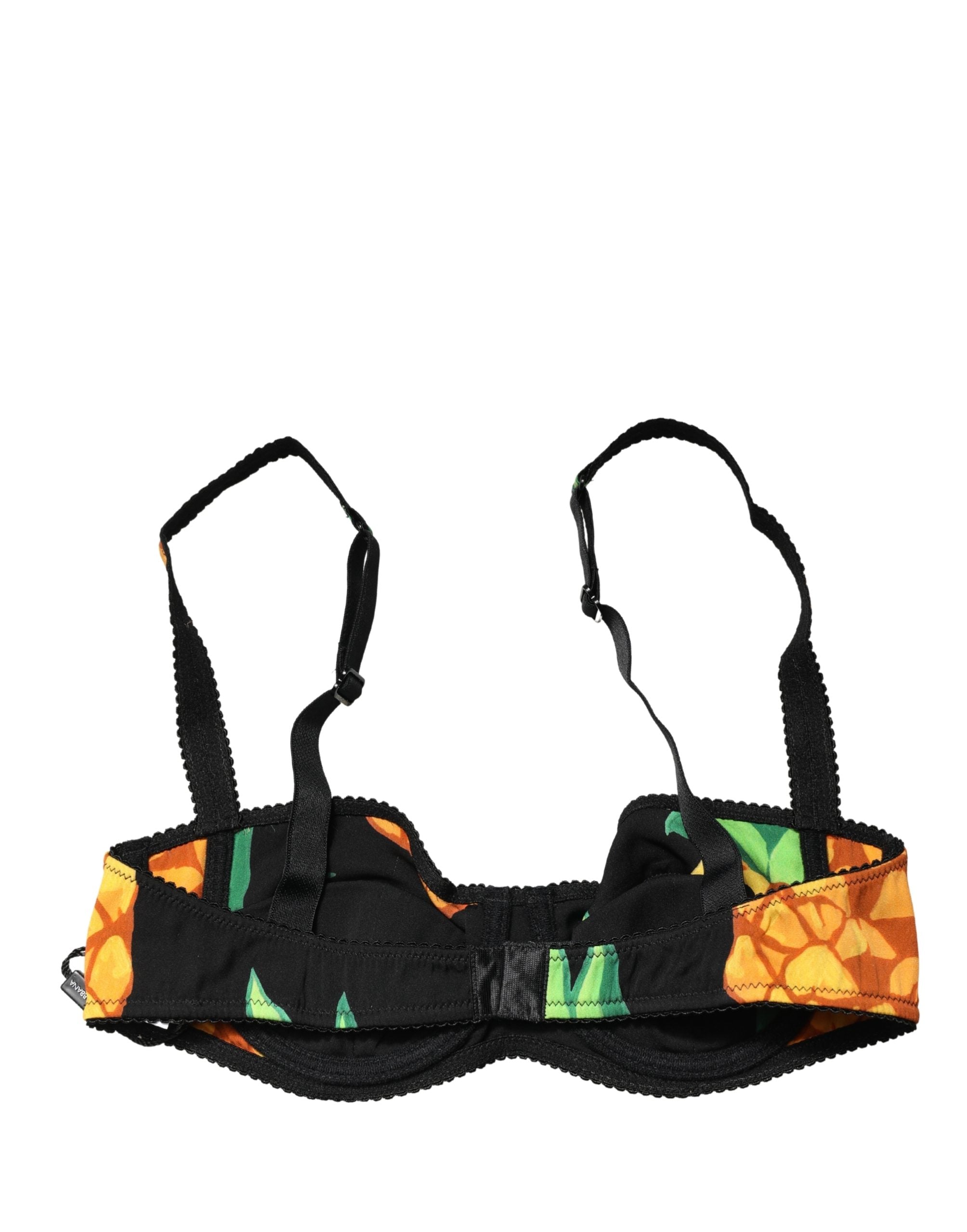 Dolce & Gabbana Black Pineapple Silk Balconette Bra - Couture