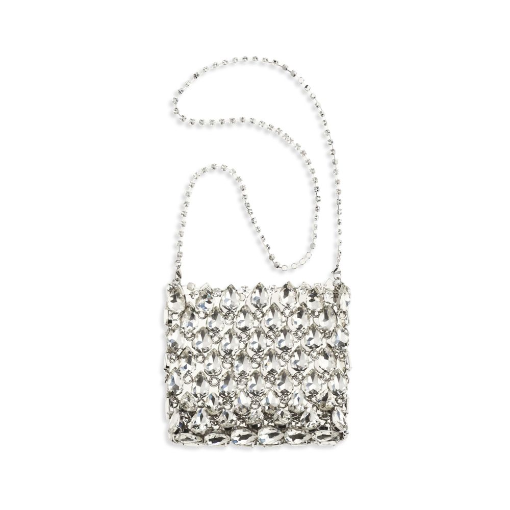 Elevate your evening allure with the Self-Portrait Silver Polyester Shoulder Bag, a luxurious blend of pink metal mesh and crystals, perfect for sophisticated outings.