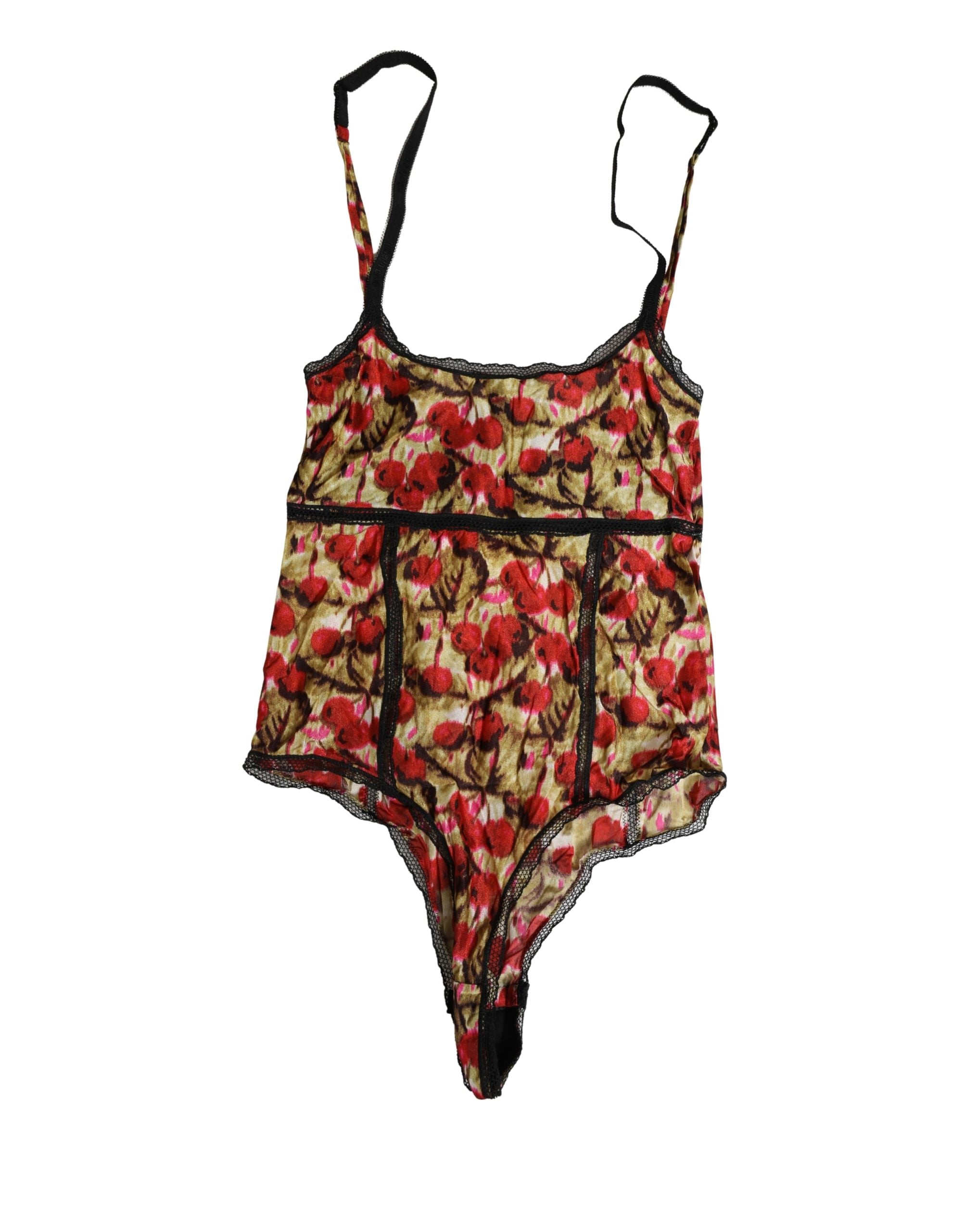 Indulge in the exquisite allure of the Roberto Cavalli Multicolor CherryPrint Lace Bodysuit, where bold luxury meets sensual design, perfect for the discerning connoisseur.