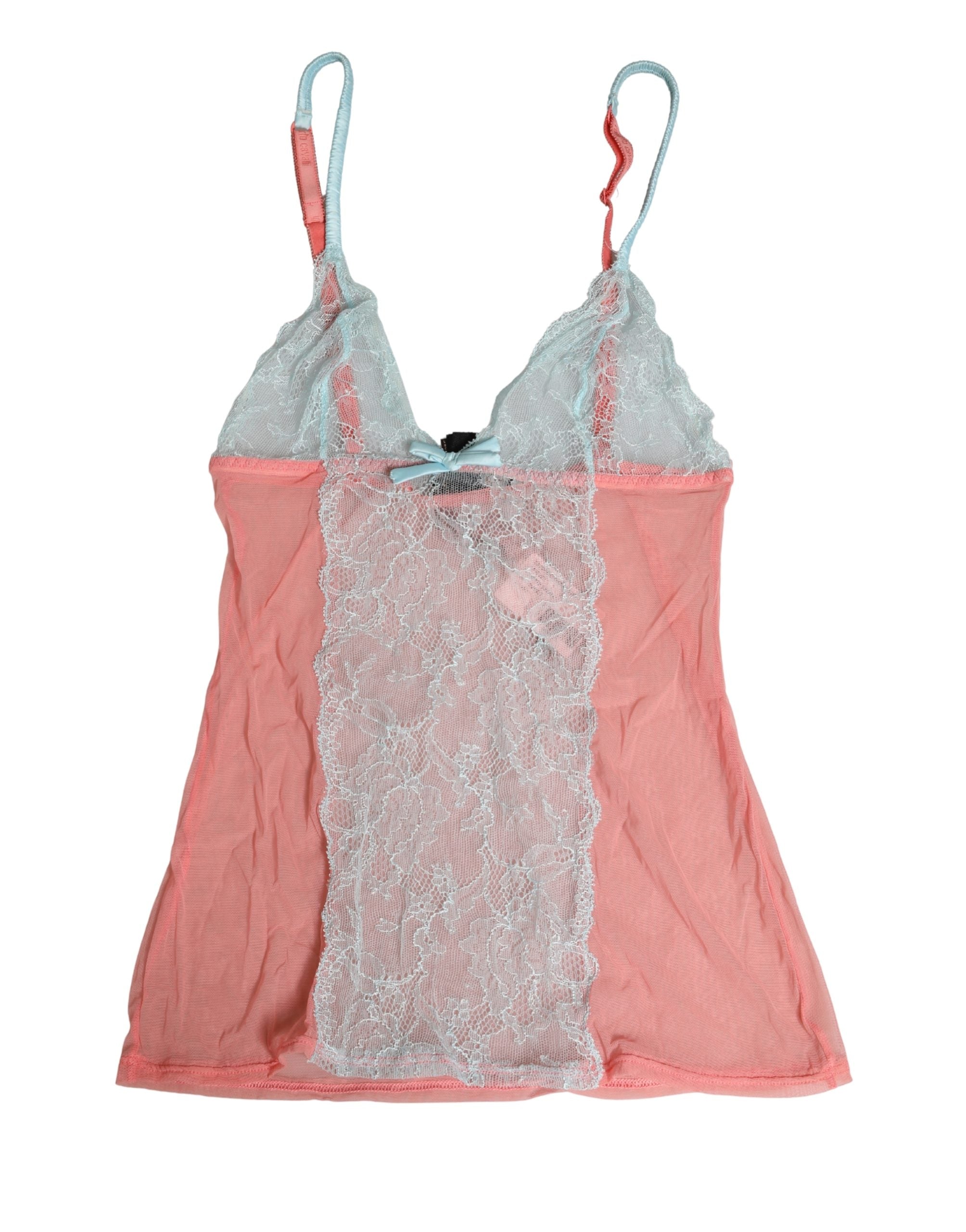 Roberto Cavalli Multicolor Sheer Lace Chemise Top - Couture