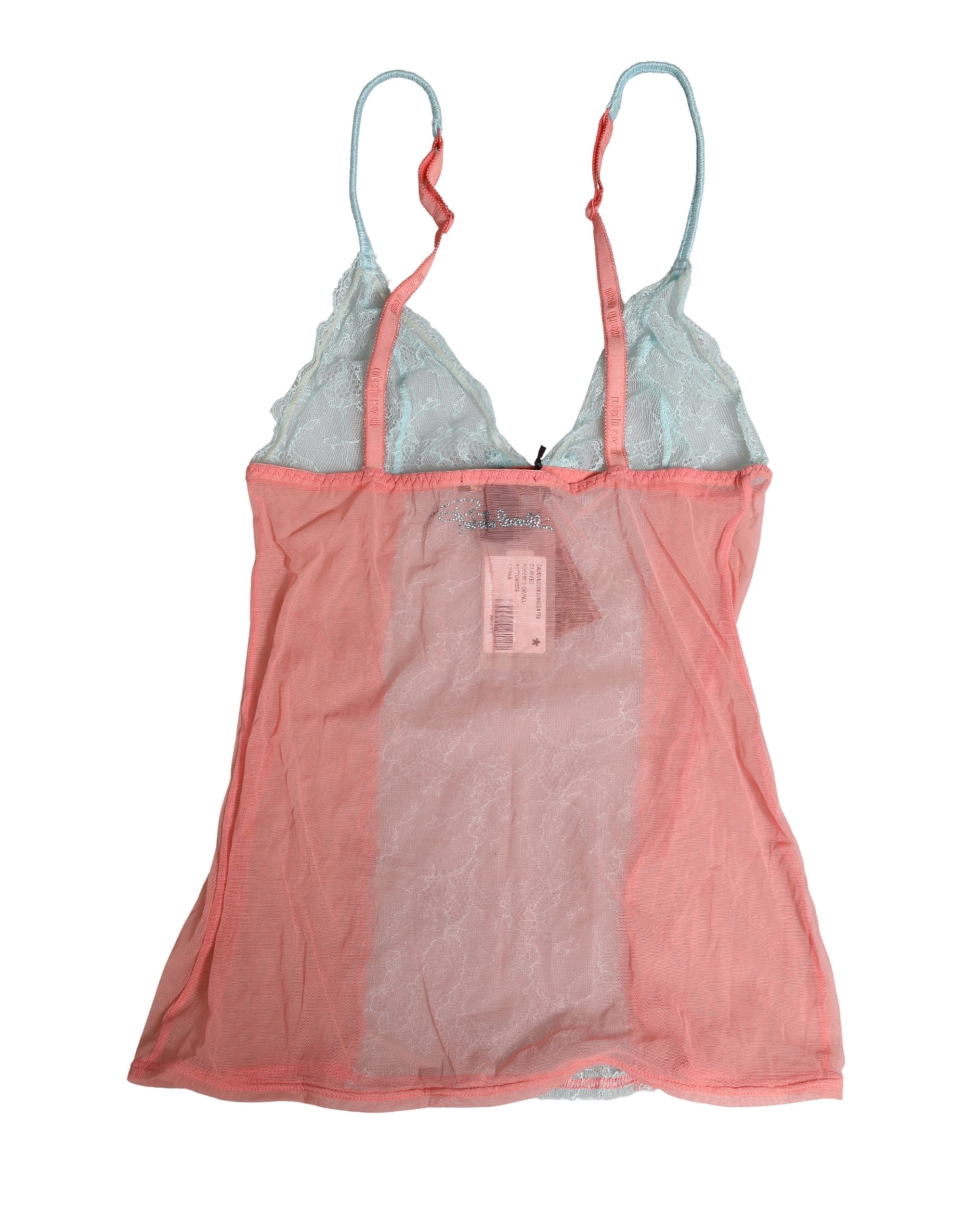 Roberto Cavalli Multicolor Sheer Lace Chemise Top - Couture