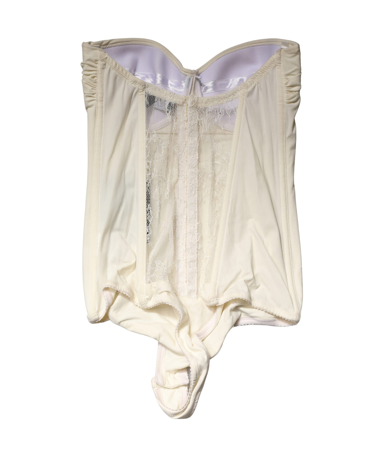 Elisabetta Franchi Off White Strapless One Piece Swimsuit Couture