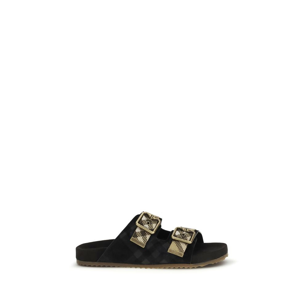 Burberry Black Calf Leather Strap-On Sandals - Couture Elegance