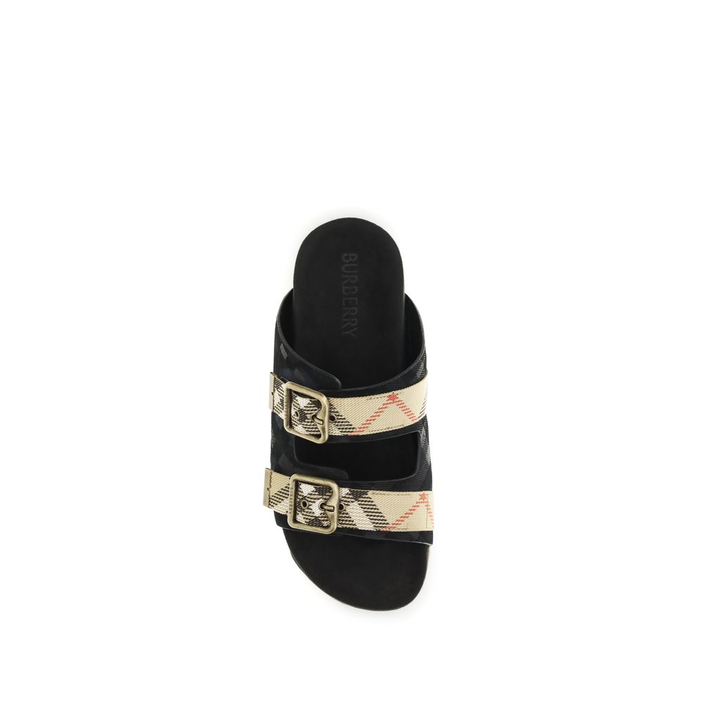 Burberry Black Calf Leather Strap-On Sandals - Couture Elegance