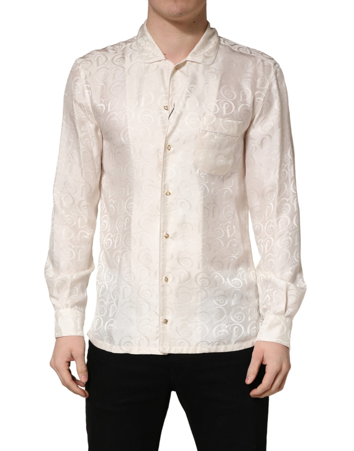 Dolce & Gabbana White Silk Long Sleeve Shirt - Timeless Luxury