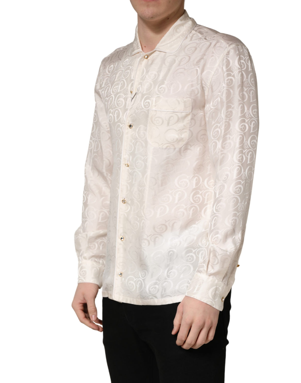 Dolce & Gabbana White Silk Long Sleeve Shirt - Timeless Elegance