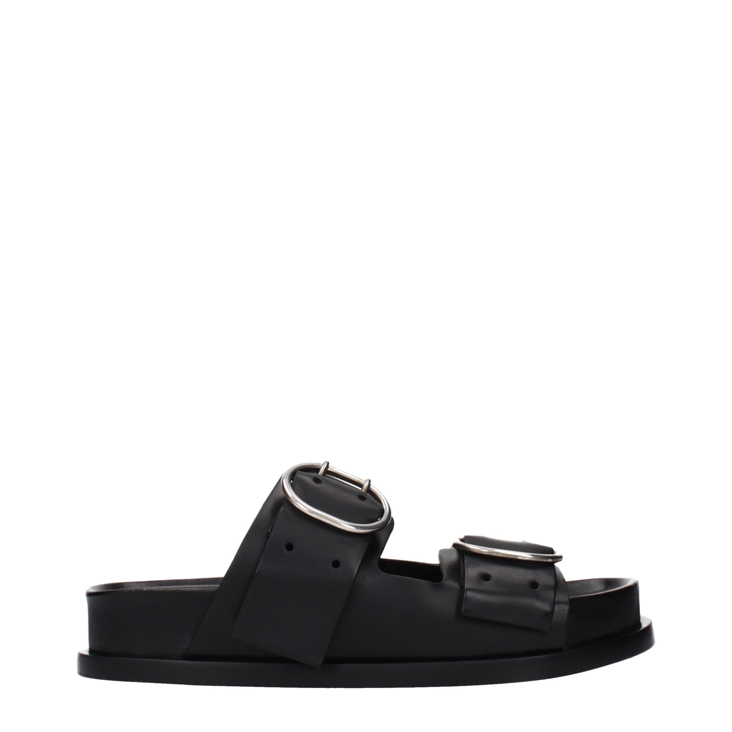 Indulge in the exquisite craftsmanship of Jil Sander Black Leather Slippers, where timeless elegance meets unparalleled comfort, perfect for the discerning individual.