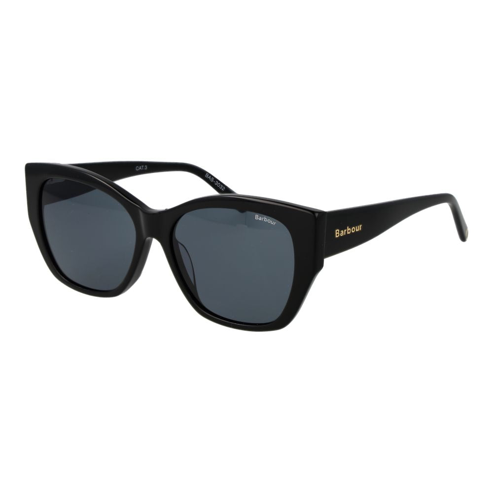 Indulge in the elegance of Barbour Black Acetate Sunglasses, featuring a chic cat-eye silhouette and superior UV protection, perfect for the discerning individual.