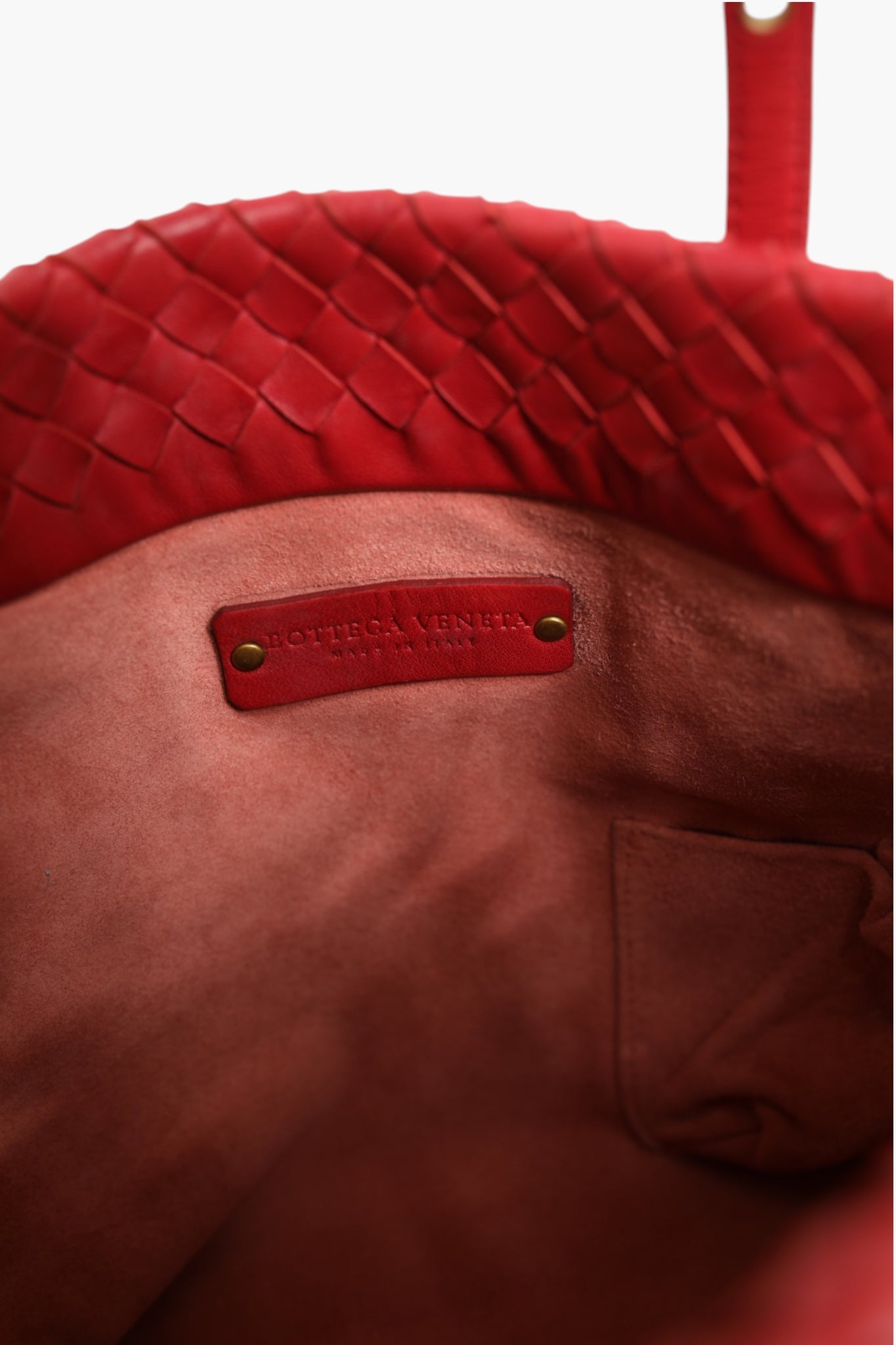 Bottega Veneta Red Intrecciato Leather Tote Bag - Artisanal Luxury