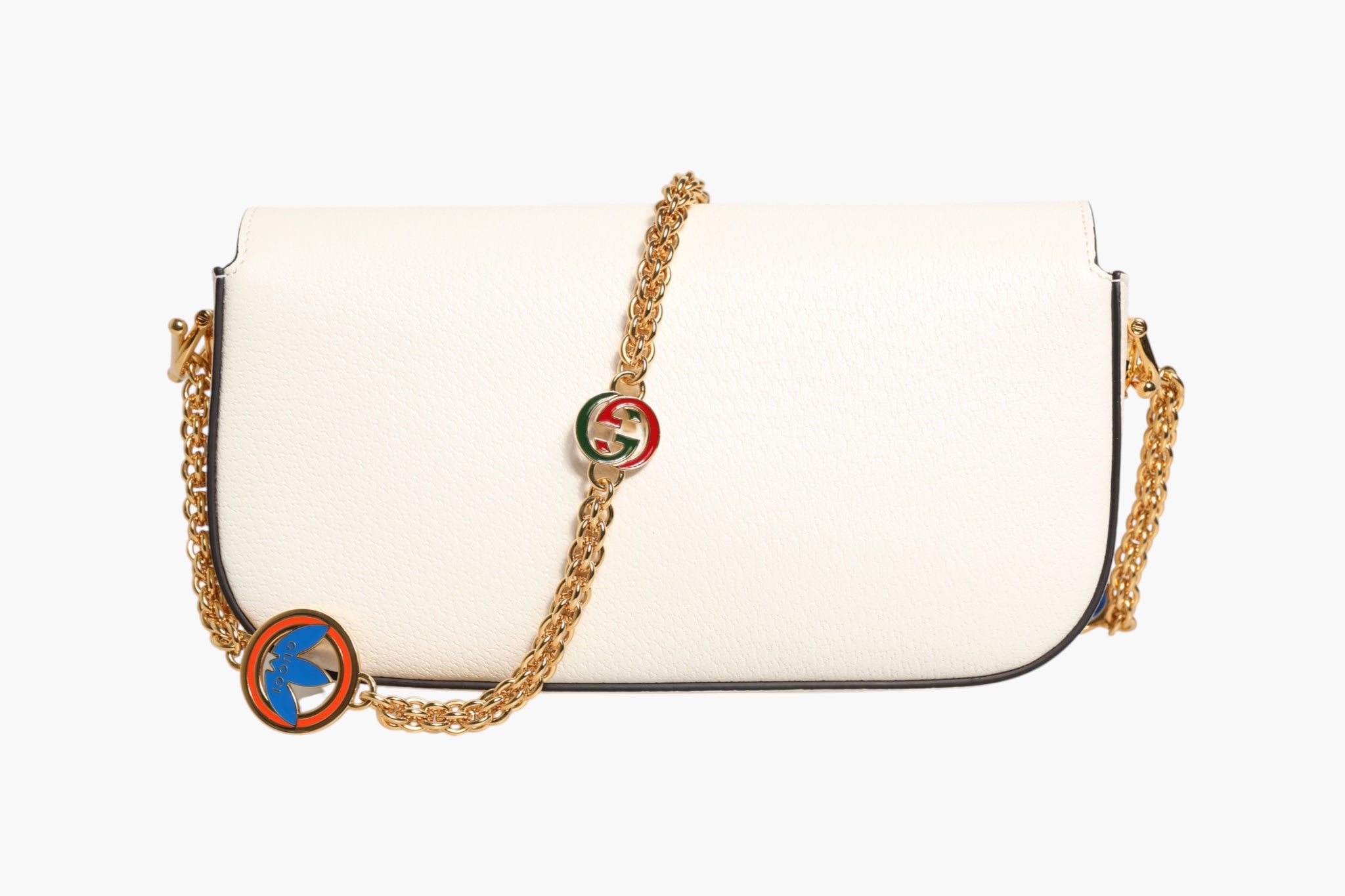 Gucci x Adidas Horsebit 1955 White Black Calfskin Leather Shoulder Bag