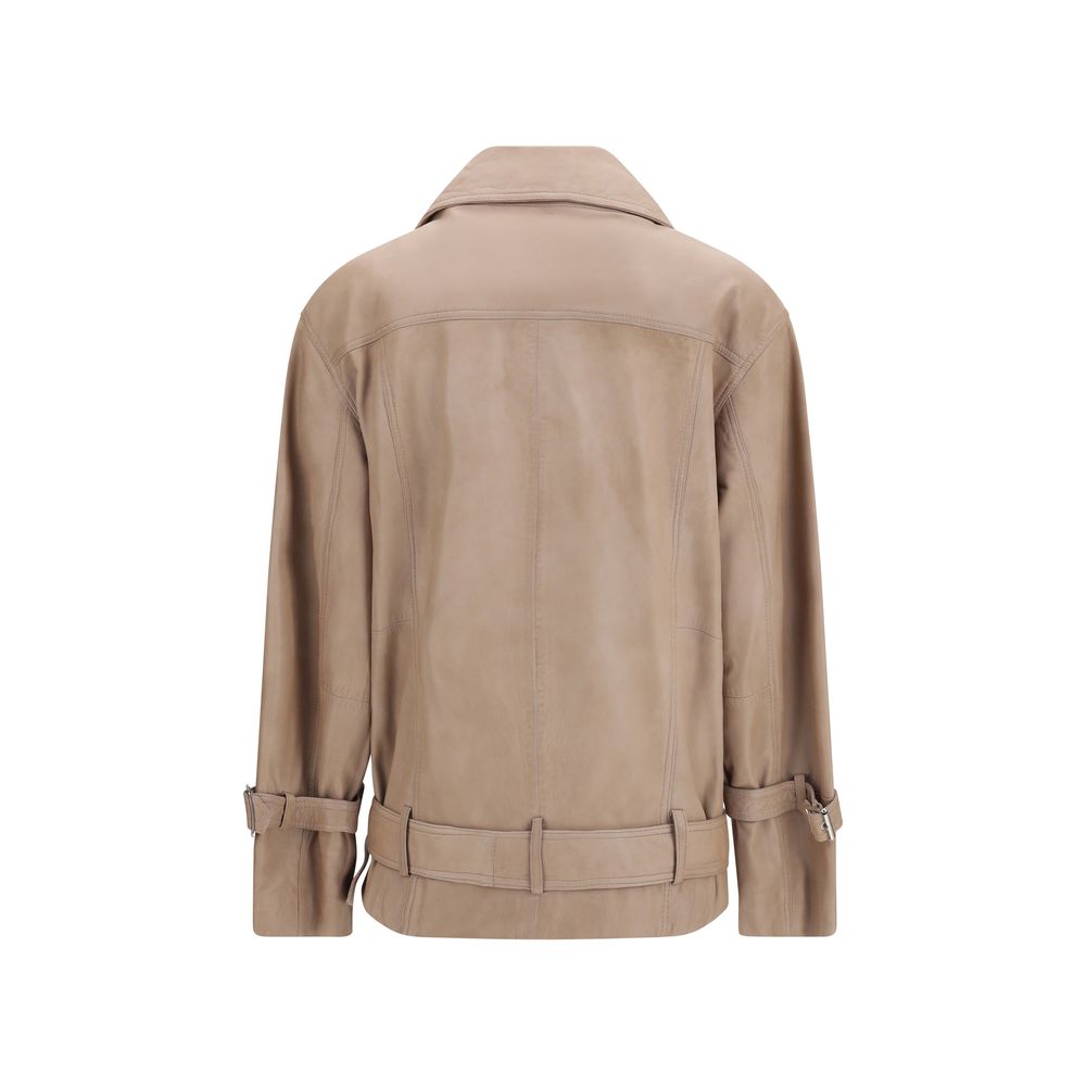 PINKO Beige Leather Jacket - Timeless Luxury for the Modern Aficionado