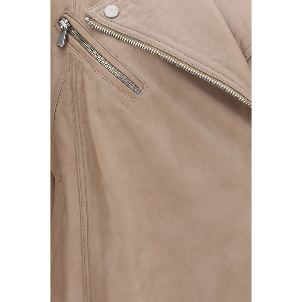 PINKO Beige Leather Jacket - Timeless Luxury for the Discerning