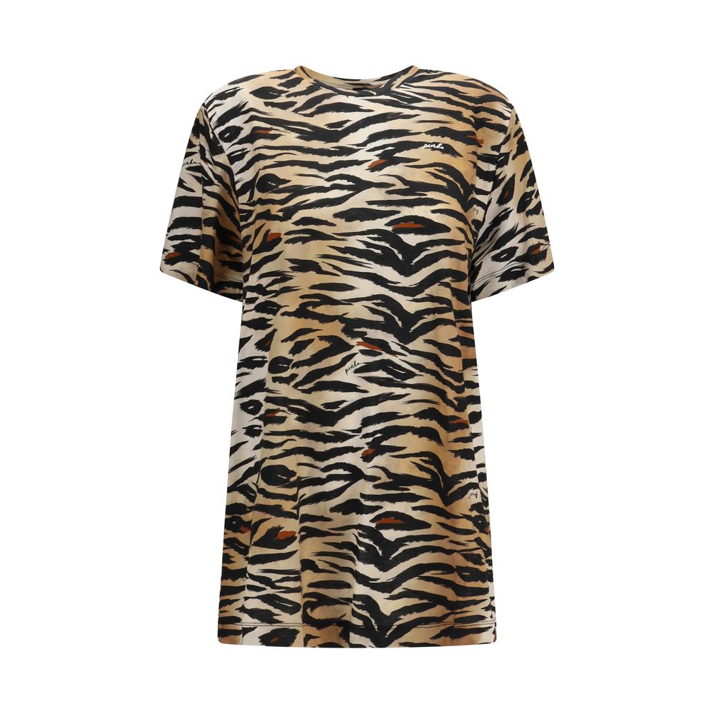 Elevate your wardrobe with the PINKO Multicolor Cotton T-Shirt, a fusion of structured elegance and bold design, perfect for the discerning individual seeking luxury.