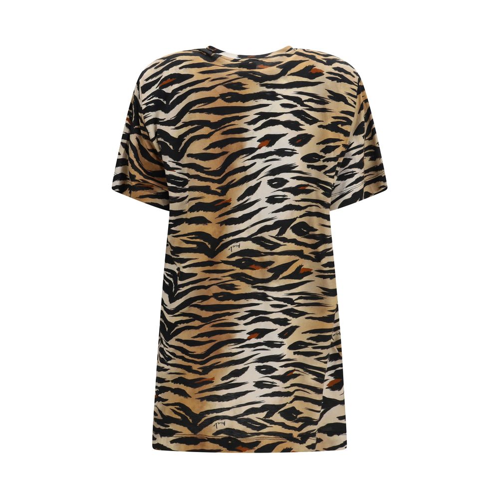 Elevate your style with the PINKO Multicolor Cotton T-Shirt, a masterpiece of contemporary luxury, featuring a bold tiger print and structured silhouette for the discerning individual.