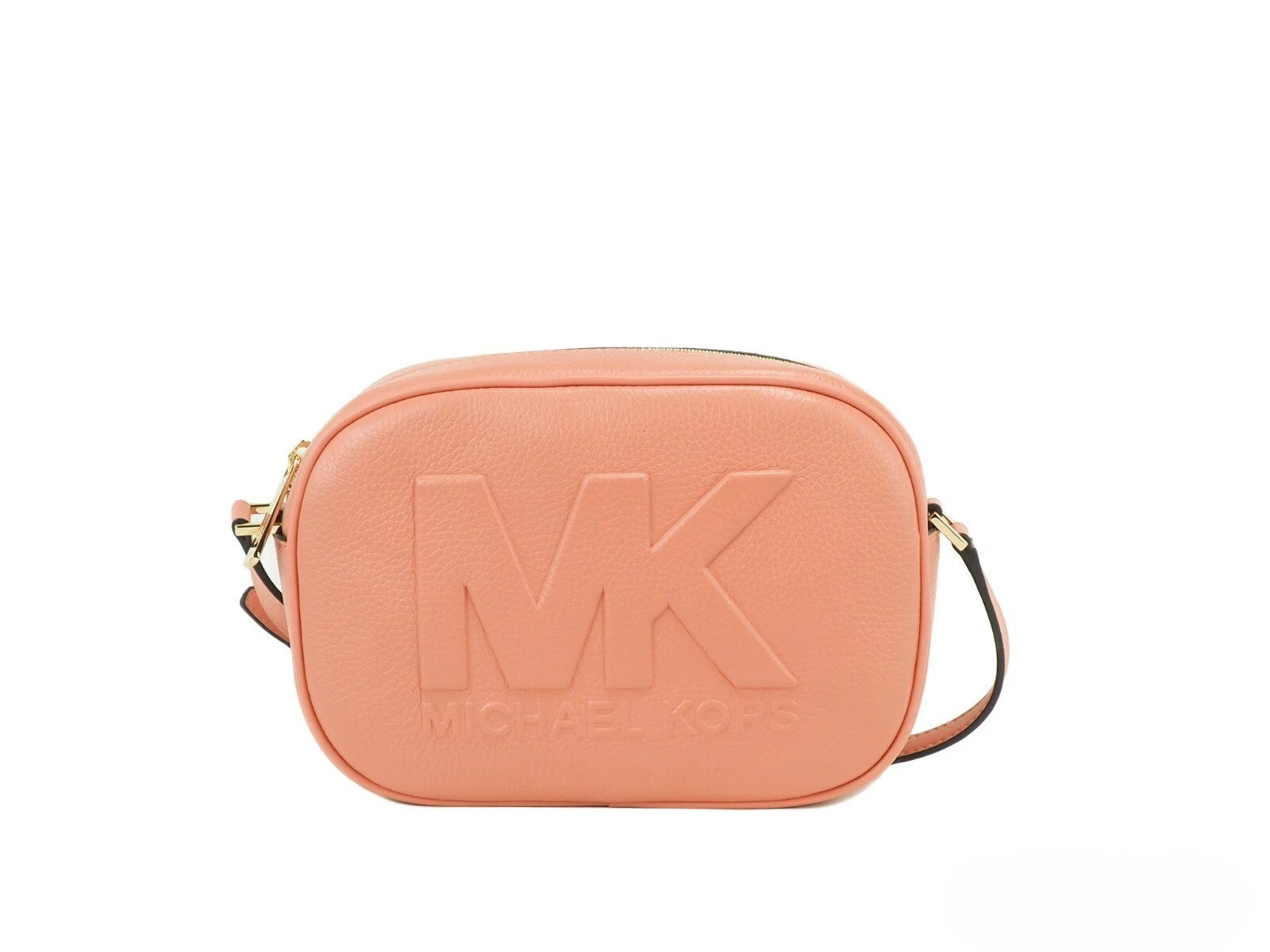 Elevate your style with the Michael Kors Jet Set Travel Medium Sherbert Leather Oval Camera Crossbody Bag, a masterpiece of craftsmanship and luxury for the discerning individual.