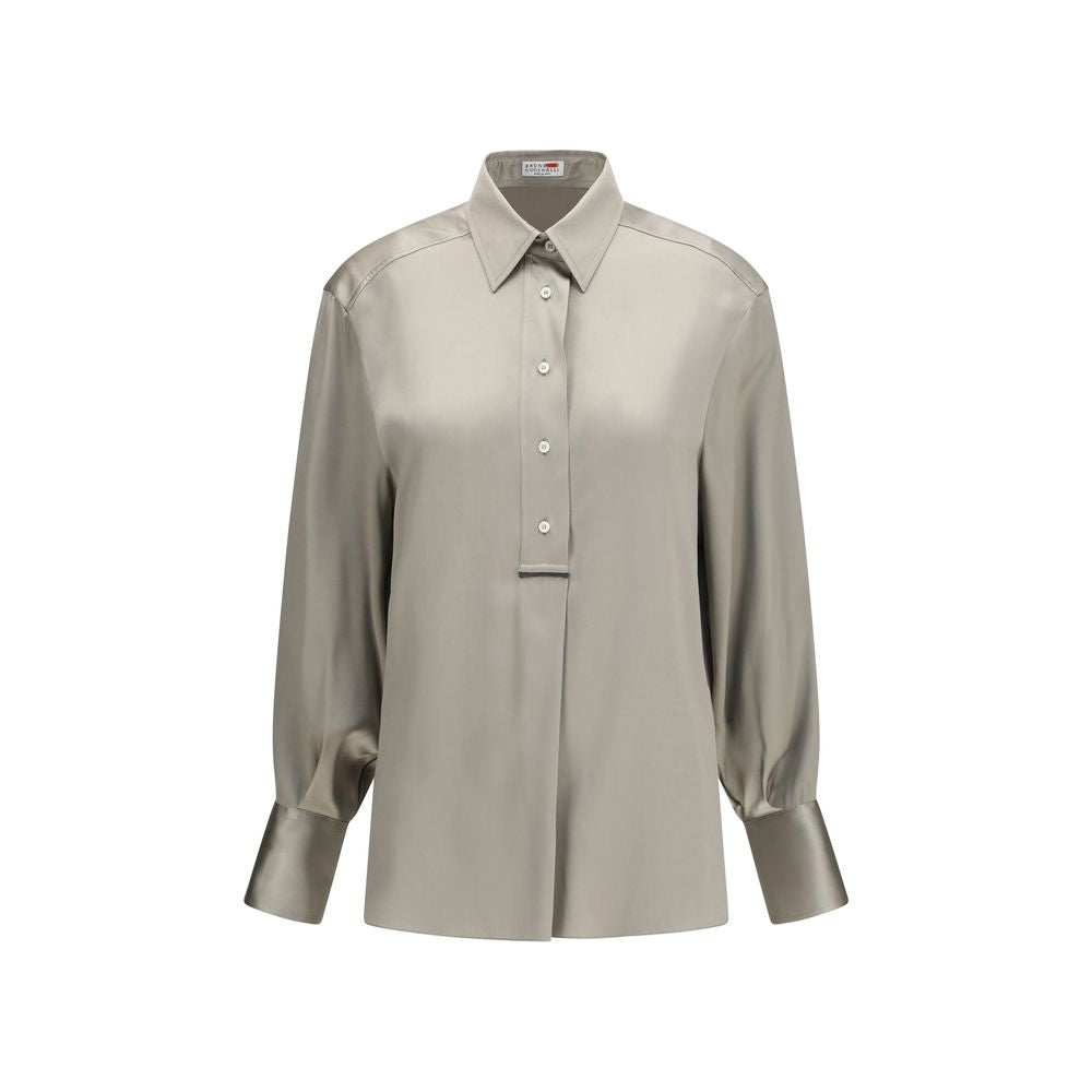 Brunello Cucinelli Bicolor Silk Shirt - Artisanal Luxury Elegance