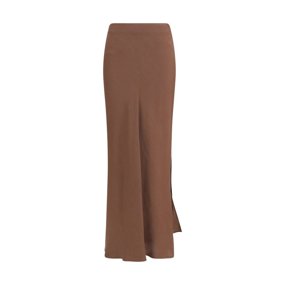 Brunello Cucinelli Brown Viscose Long Skirt - Artisanal Luxury