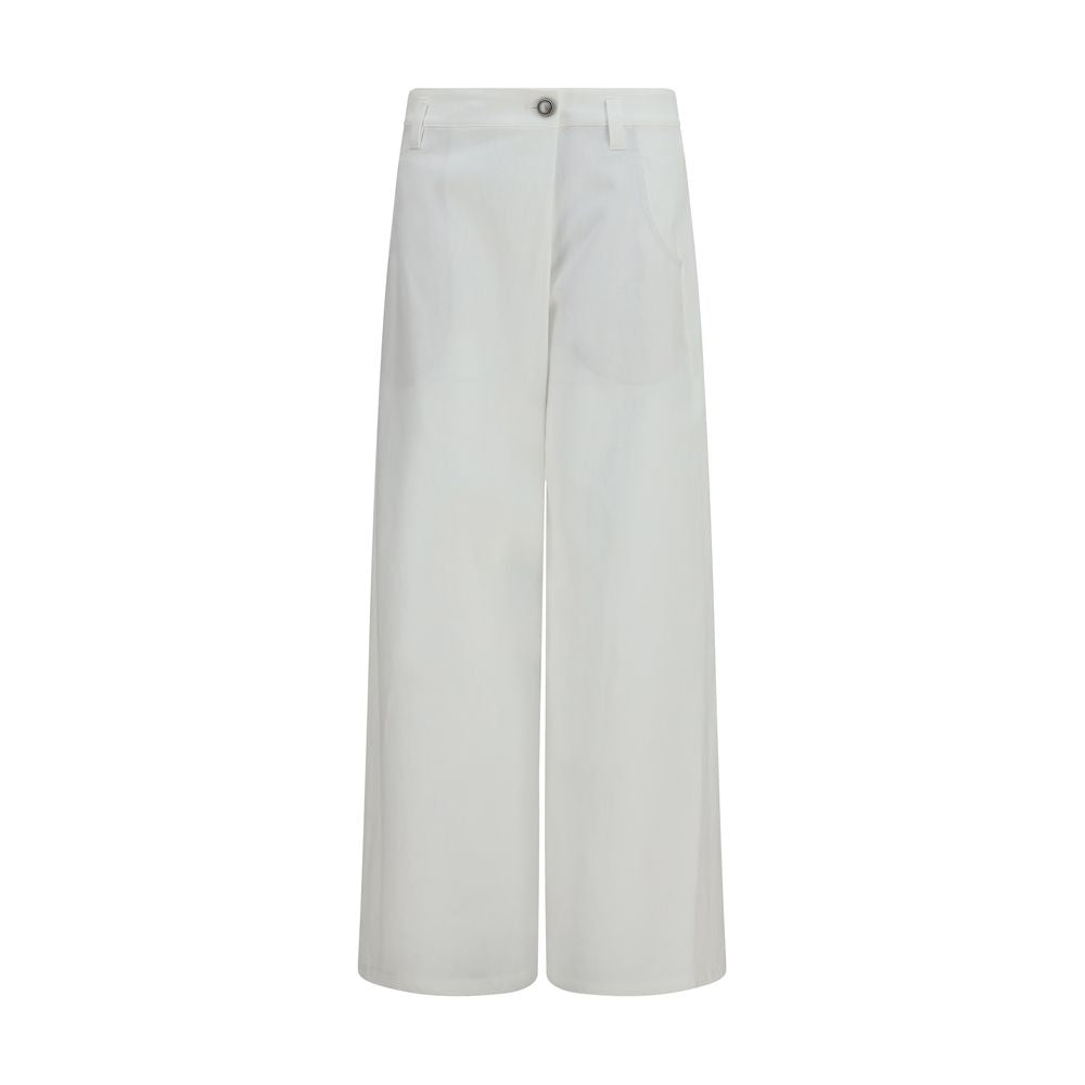 Brunello Cucinelli White Cotton Casual Pants - Timeless Couture