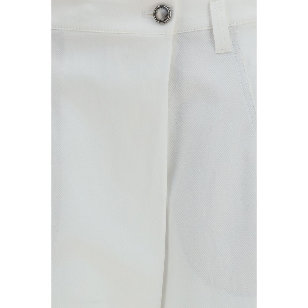 Brunello Cucinelli White Cotton Casual Pants, Timeless Couture