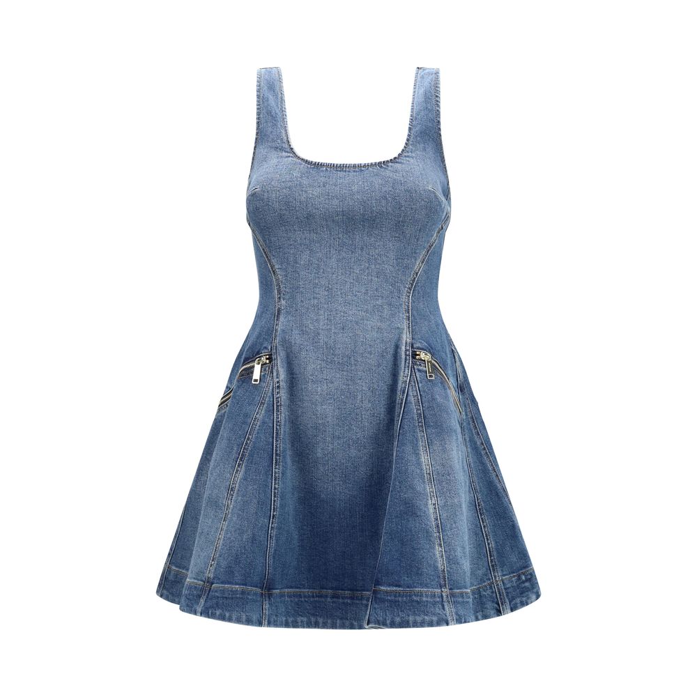Self-Portrait Blue Cotton Casual Dress - Artisanal Elegance
