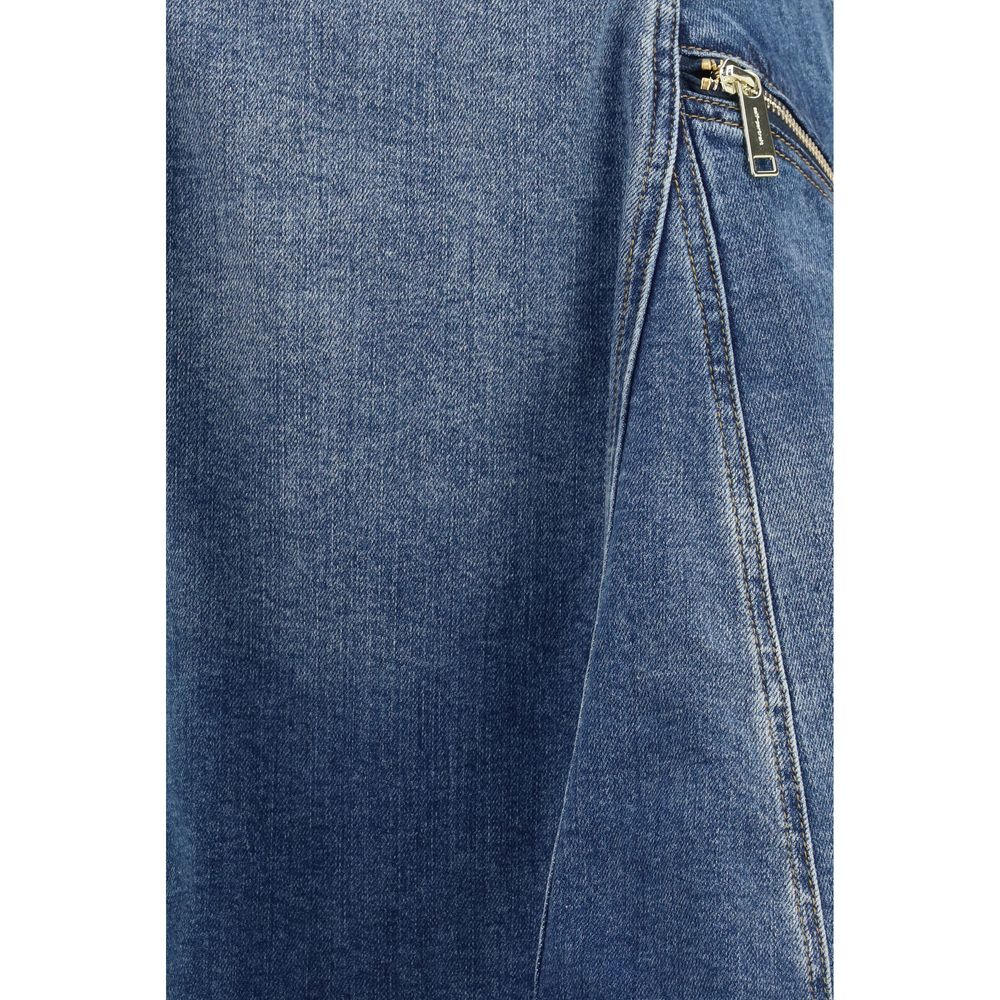 Self-Portrait Blue Cotton Casual Dress - Artisanal Elegance